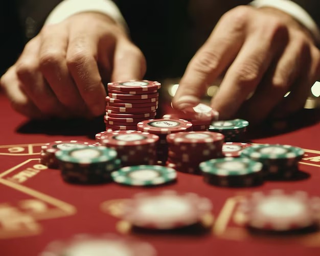 Live dealer managing the table